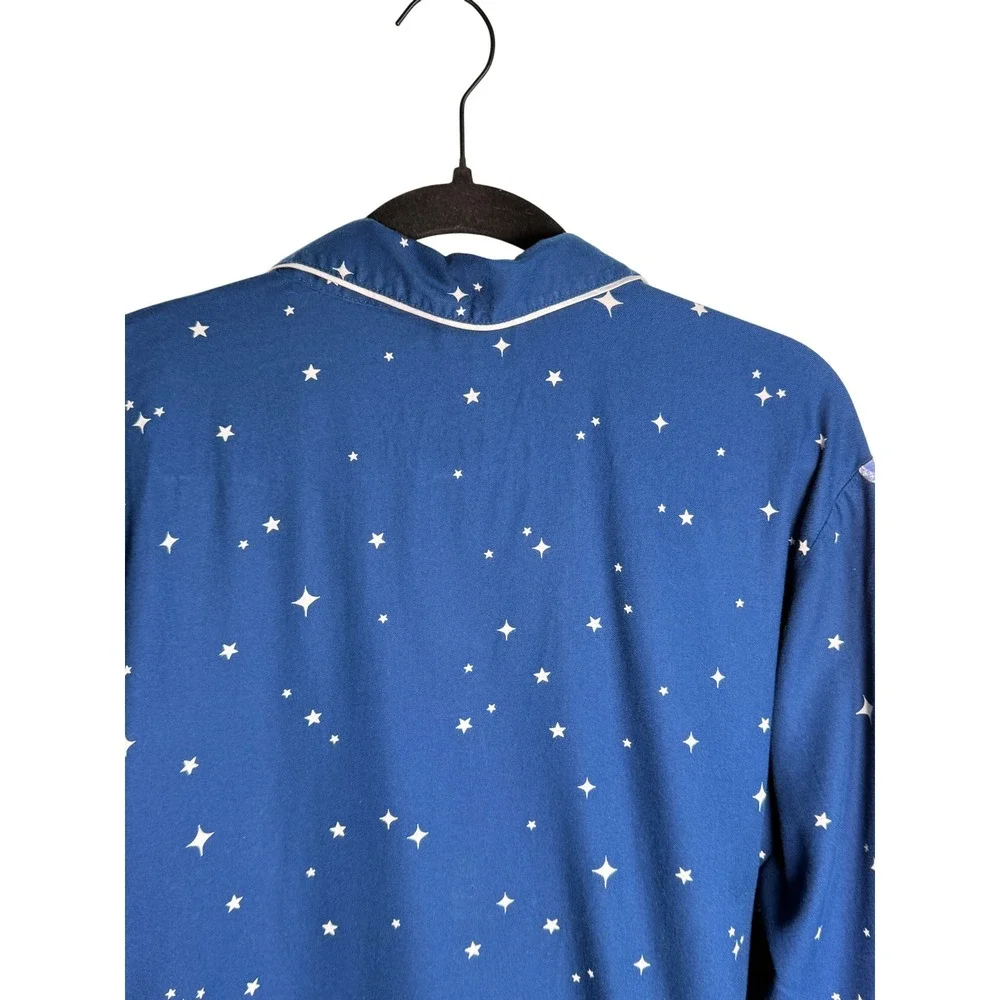 Victoria's Secret Celestial Pajama Top Stars Moon Button Front Sleep Shirt L‎